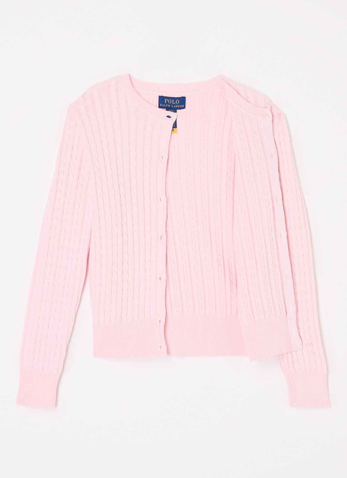 Ralph Lauren Kabelgebreid vest met logoborduring - voorkant 3 lichtroze