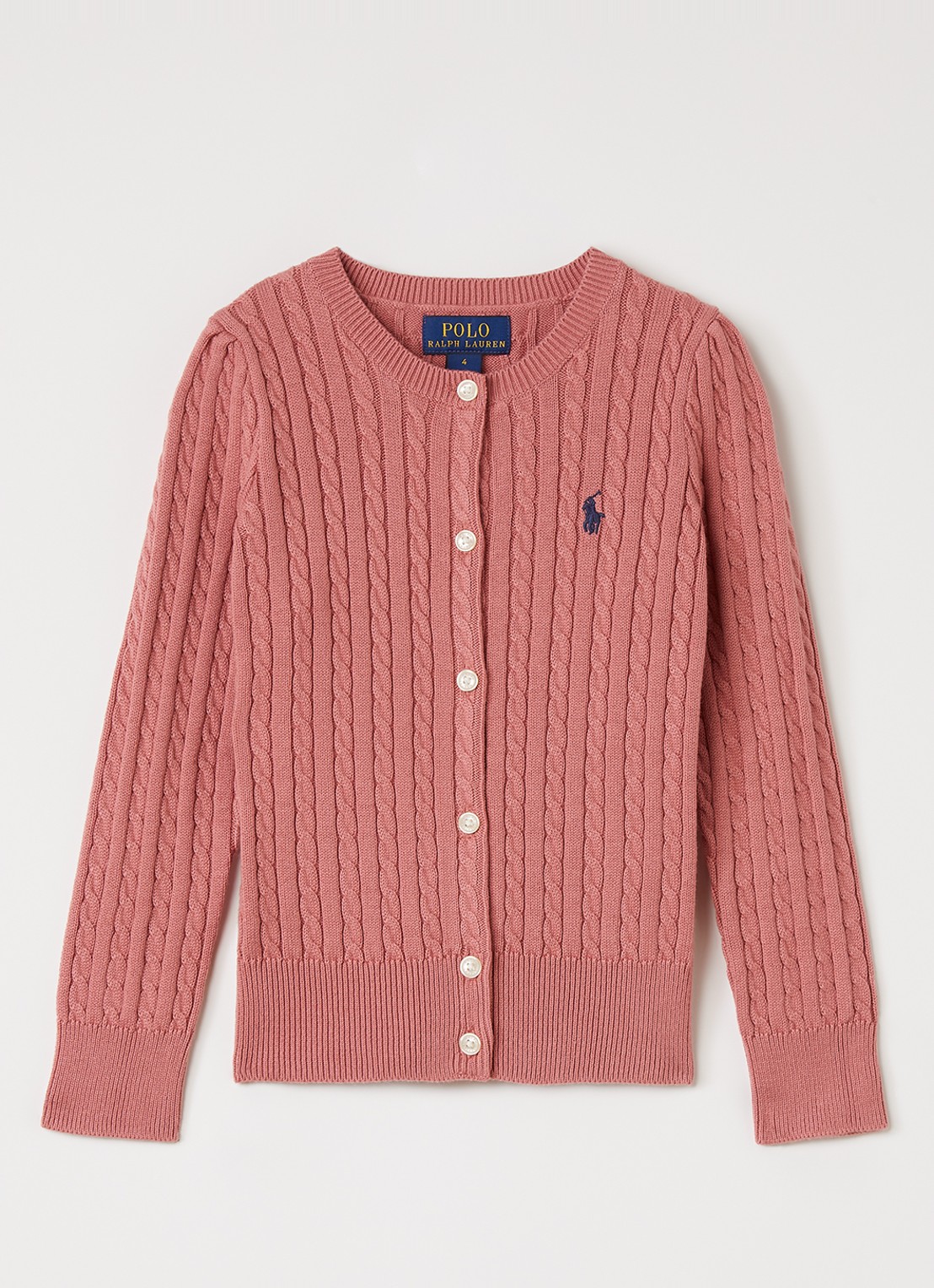 Ralph Lauren Kabelgebreid vest met logoborduring - voorkant 3 roze