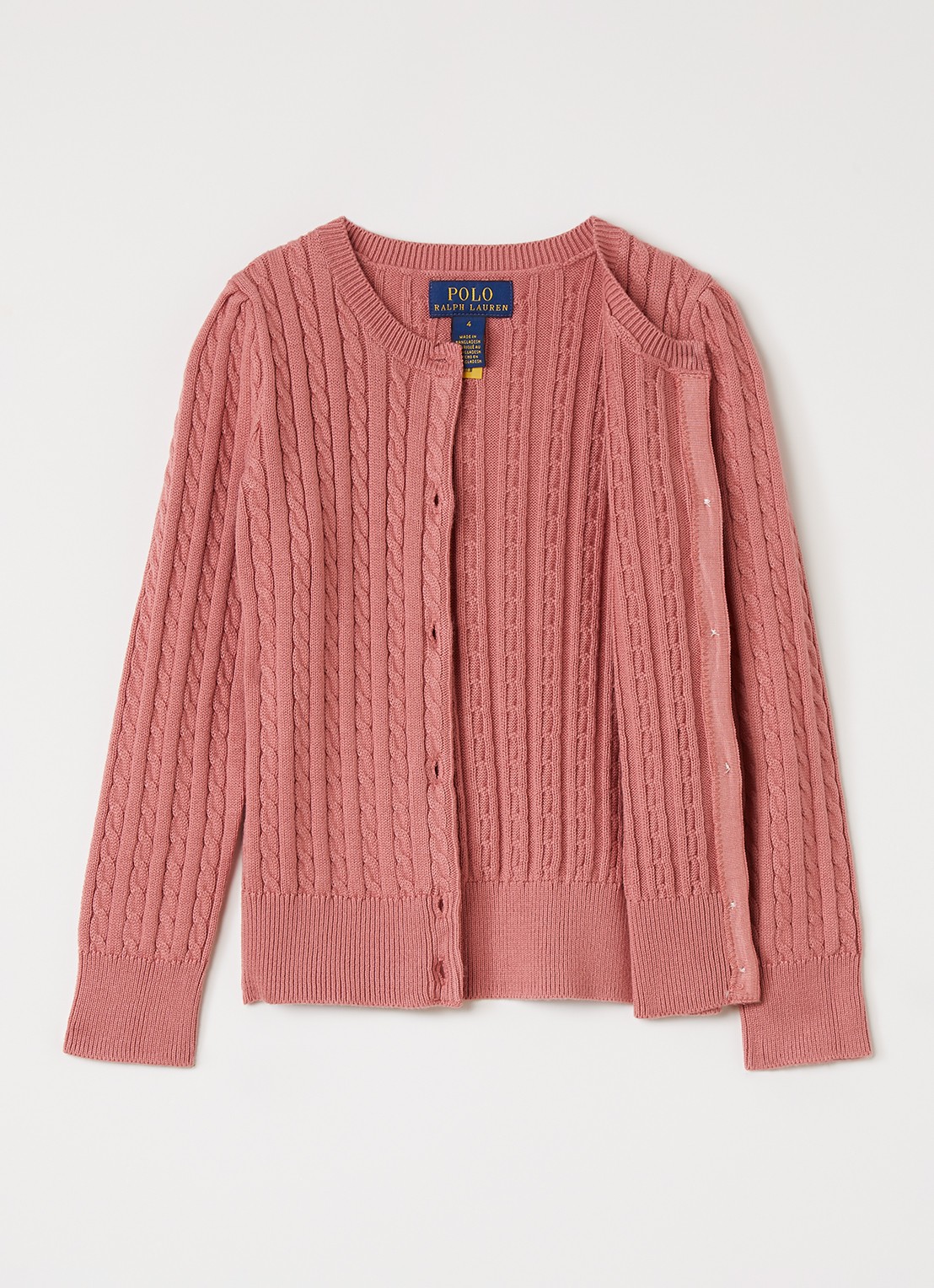 Ralph Lauren Kabelgebreid vest met logoborduring - voorkant 4 roze
