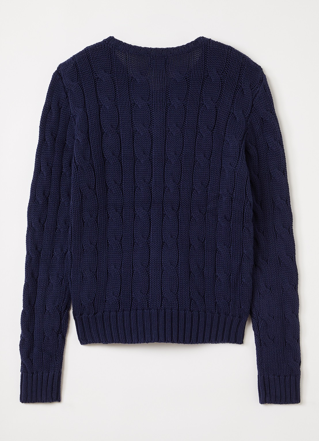 Ralph Lauren Kabelgebreid vest met logoborduring - achterkant donkerblauw