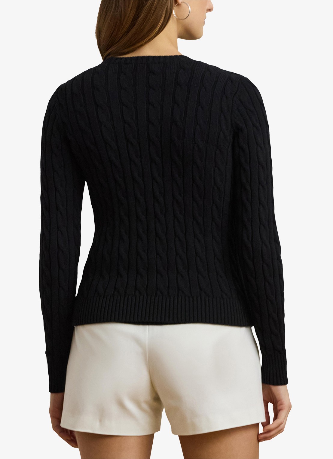 Ralph Lauren Kabelgebreid vest met logoborduring - achterkant black / zwart