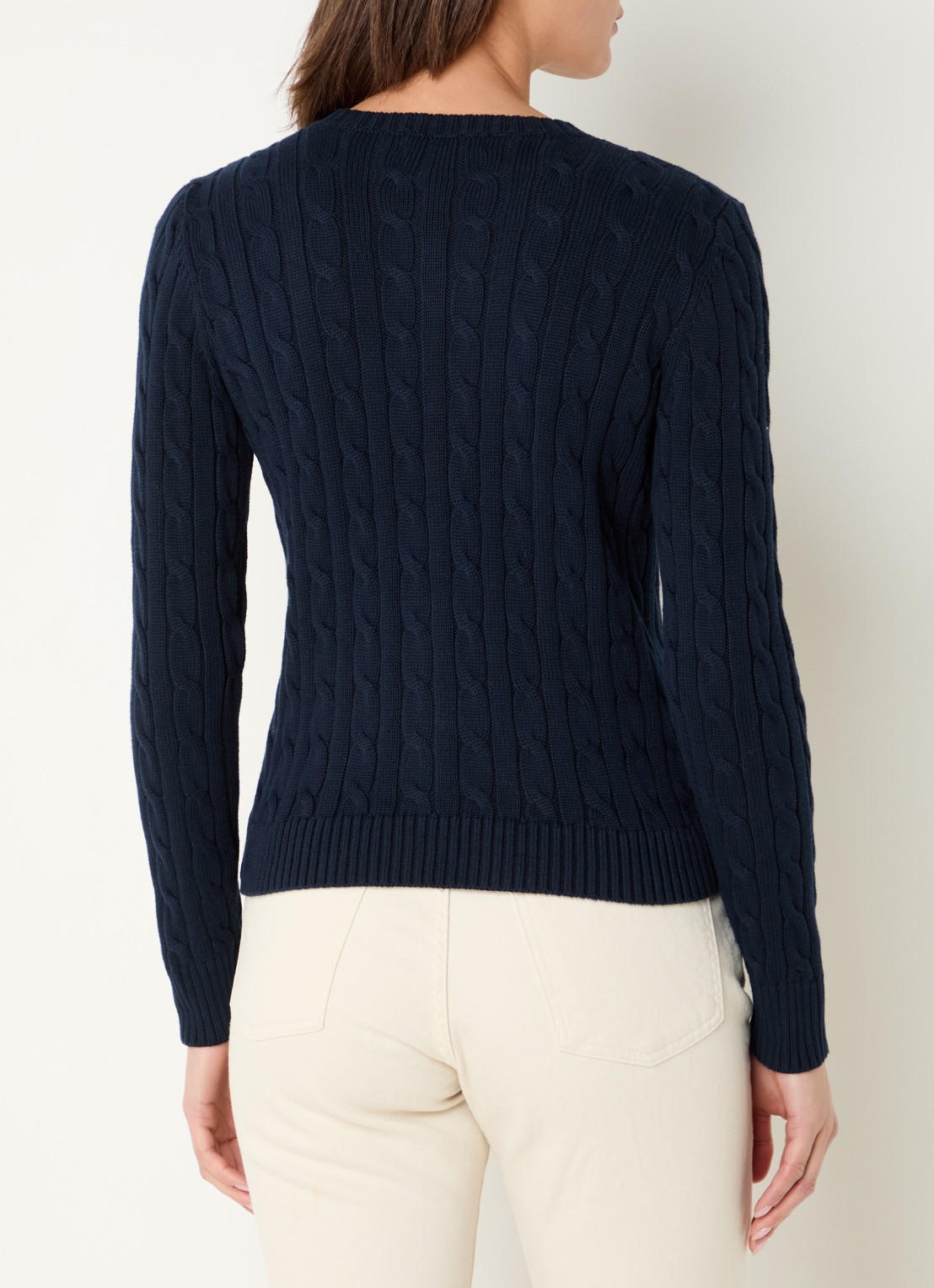 Ralph Lauren Kabelgebreid vest met logoborduring - achterkant lauren navy / donkerblauw