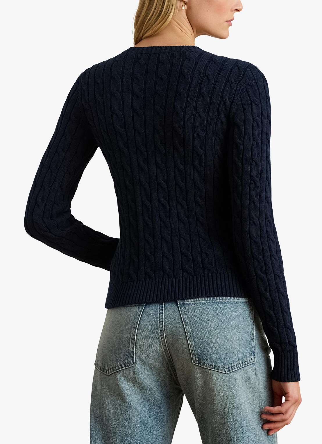 Ralph Lauren Kabelgebreid vest met logoborduring - achterkant 2 lauren navy / donkerblauw