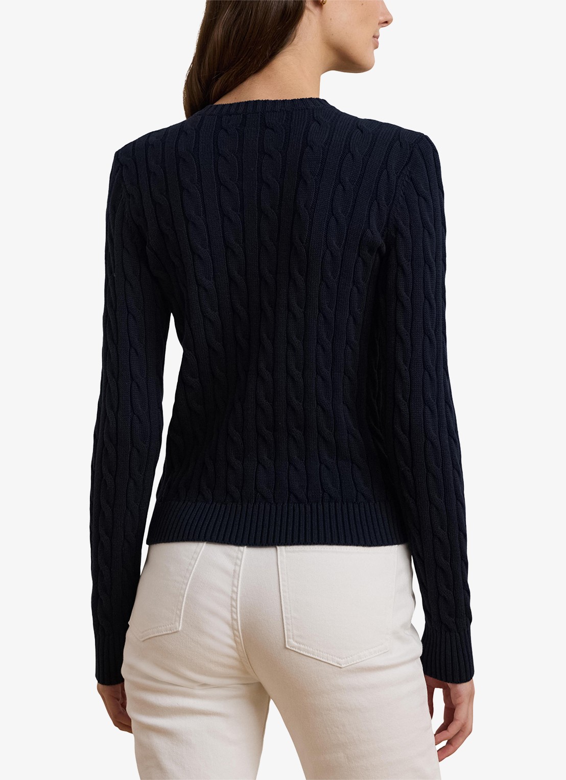 Ralph Lauren Kabelgebreid vest met logoborduring - achterkant 3 lauren navy / donkerblauw