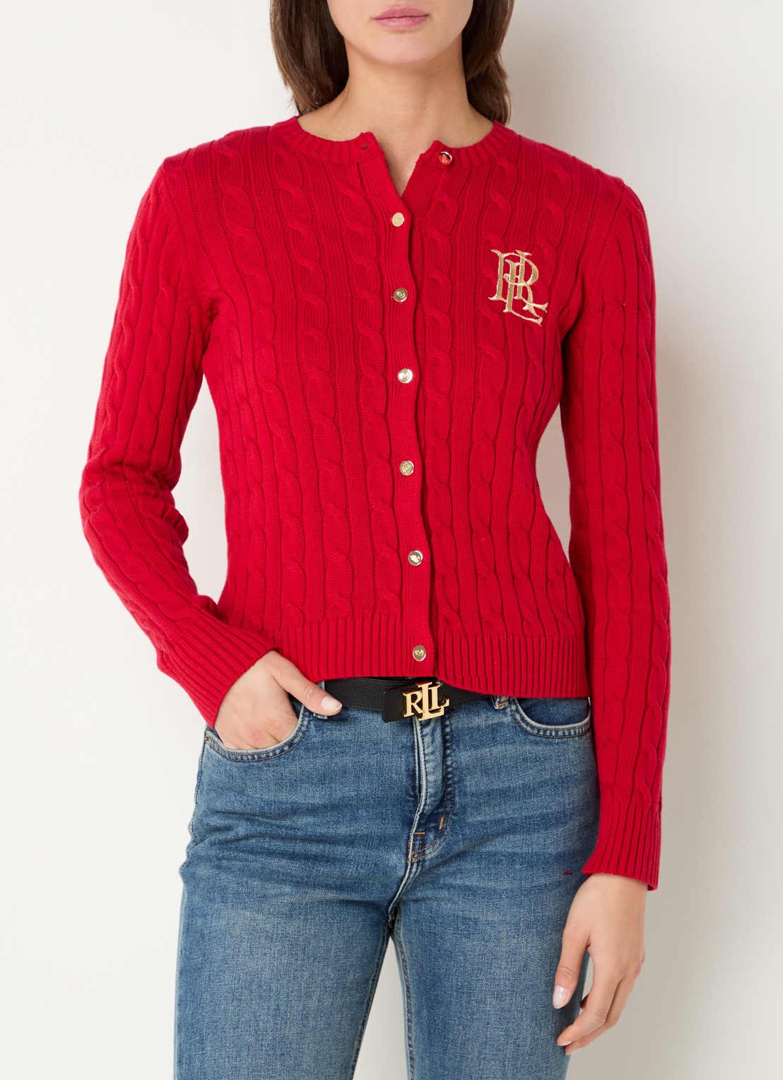Ralph Lauren Kabelgebreid vest met logoborduring - detail 4 festive red/ rood