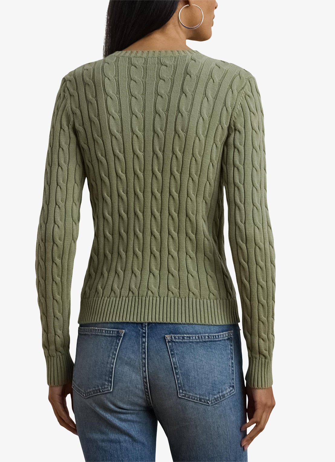 Ralph Lauren Kabelgebreid vest met logoborduring - achterkant 5 sage green / groen