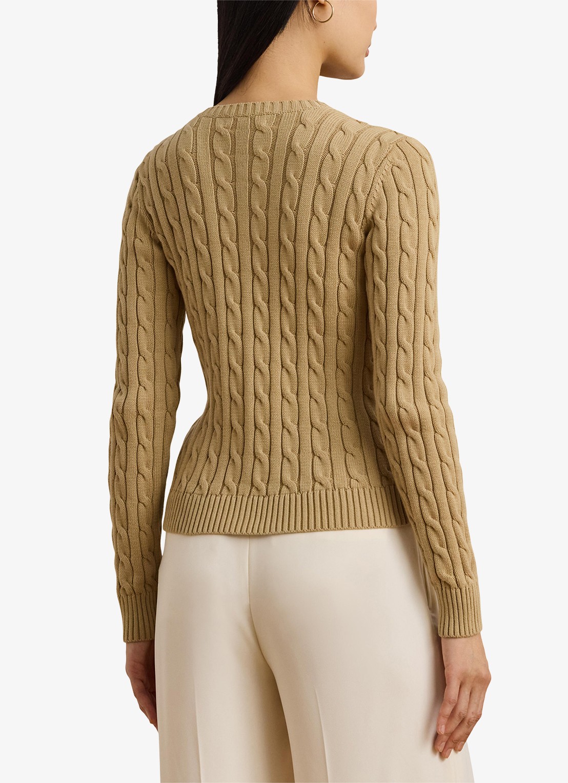 Ralph Lauren Kabelgebreid vest met logoborduring - achterkant 5 birch tan / beige
