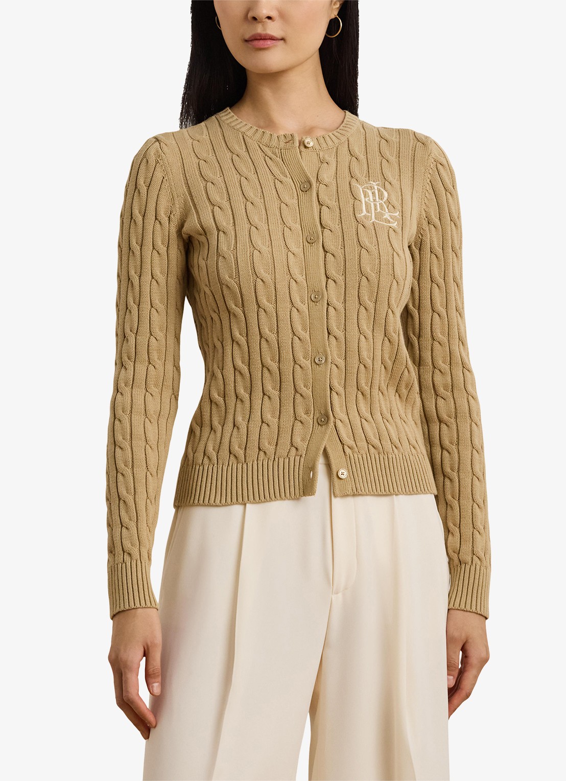 Ralph Lauren Kabelgebreid vest met logoborduring - detail 3 birch tan / beige