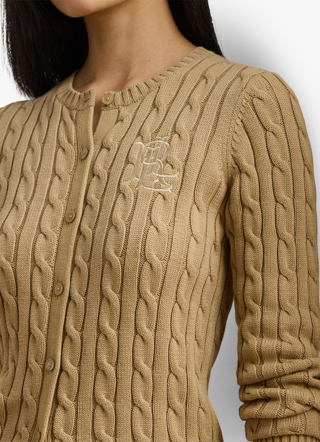 Ralph Lauren Kabelgebreid vest met logoborduring - detail 4 birch tan / beige