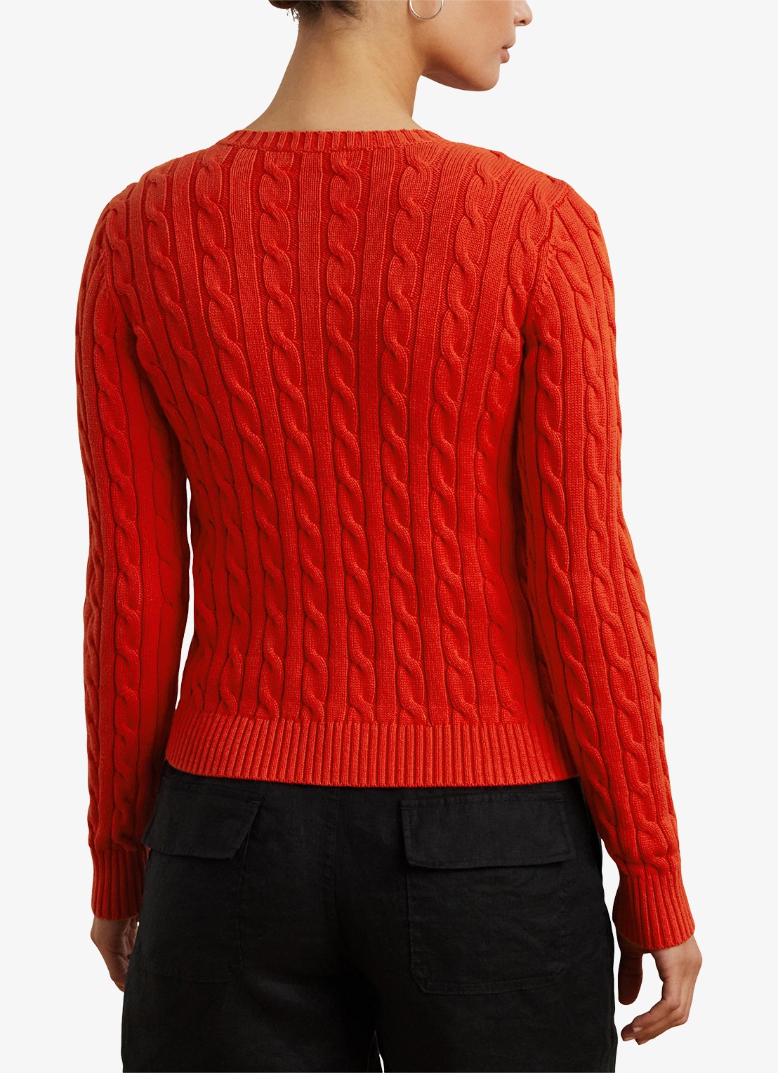 Ralph Lauren Kabelgebreid vest met logoborduring - achterkant 3 bright vermilion / rood