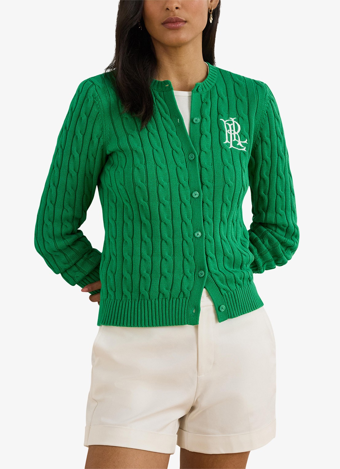 Ralph Lauren Kabelgebreid vest met logoborduring - detail 4 stem / groen