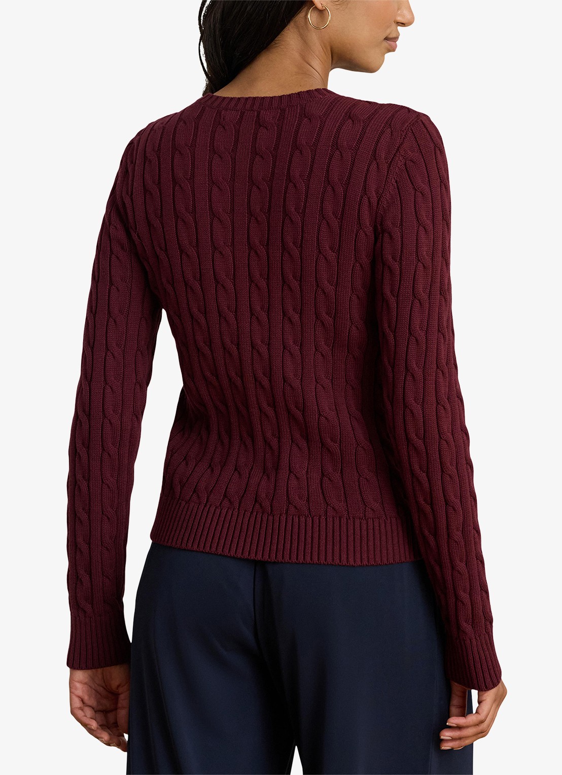 Ralph Lauren Kabelgebreid vest met logoborduring - achterkant dark garnet / bordeauxrood