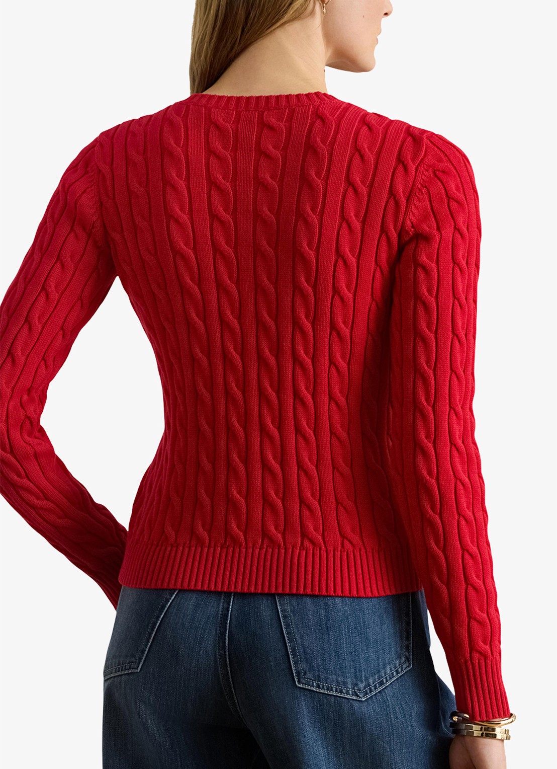 Ralph Lauren Kabelgebreid vest met logoborduring - achterkant cruise red / rood