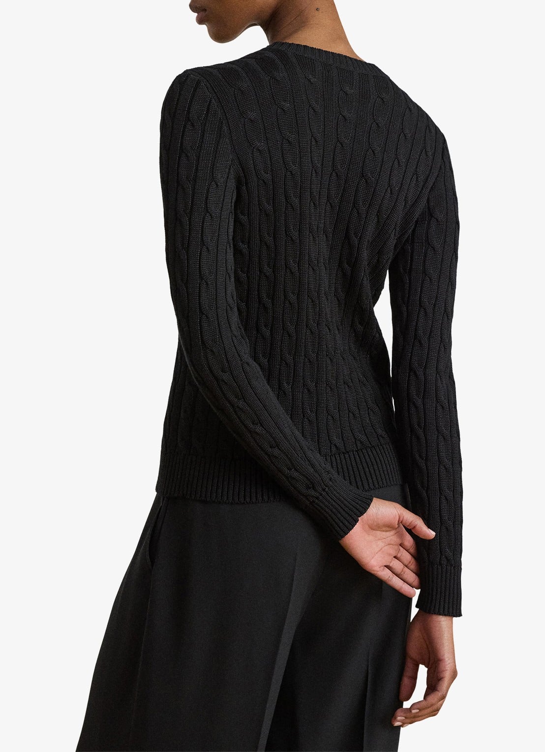 Ralph Lauren Kabelgebreid vest met logoborduring - achterkant 5 zwart