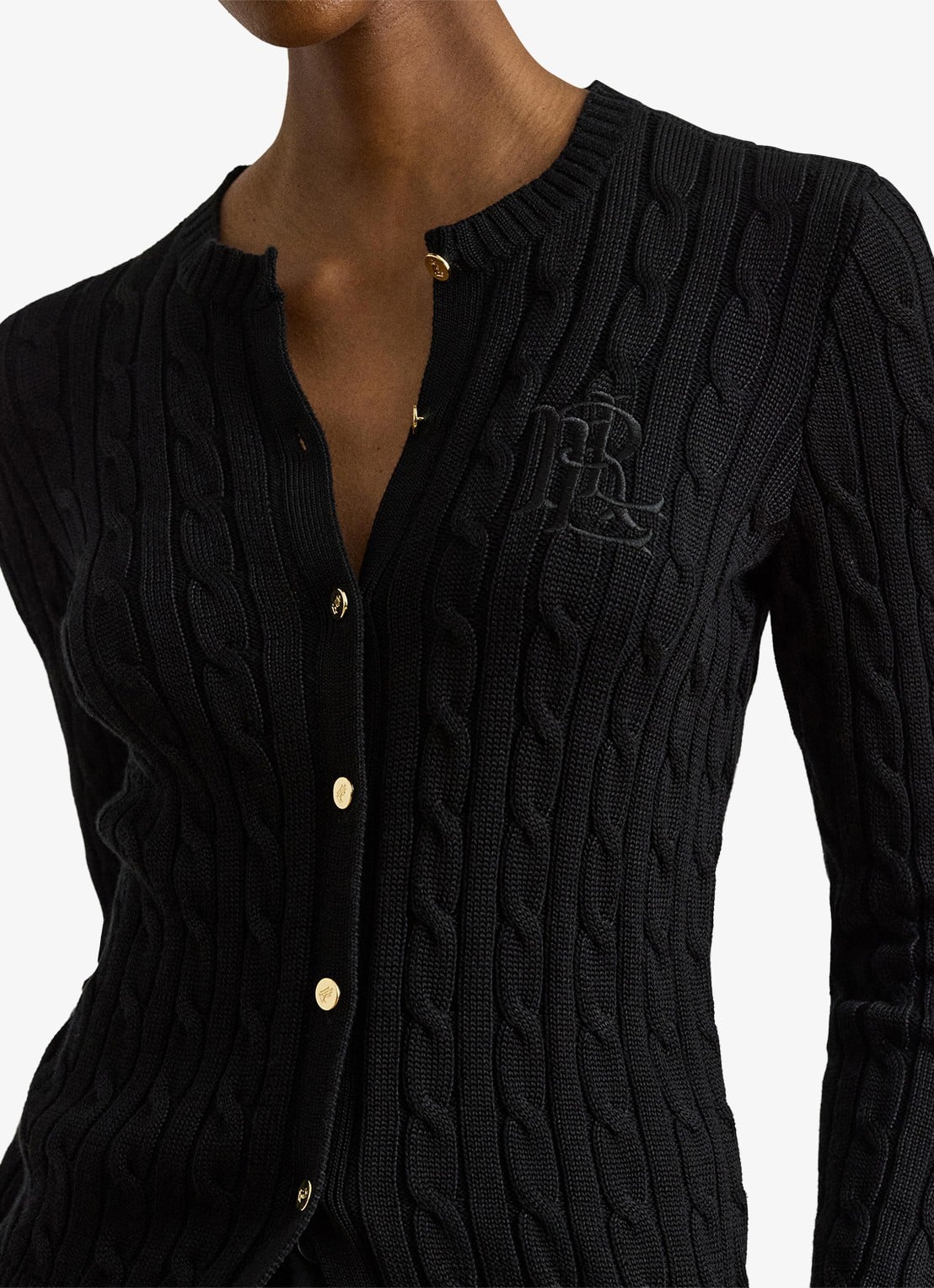 Ralph Lauren Kabelgebreid vest met logoborduring - detail 2 zwart