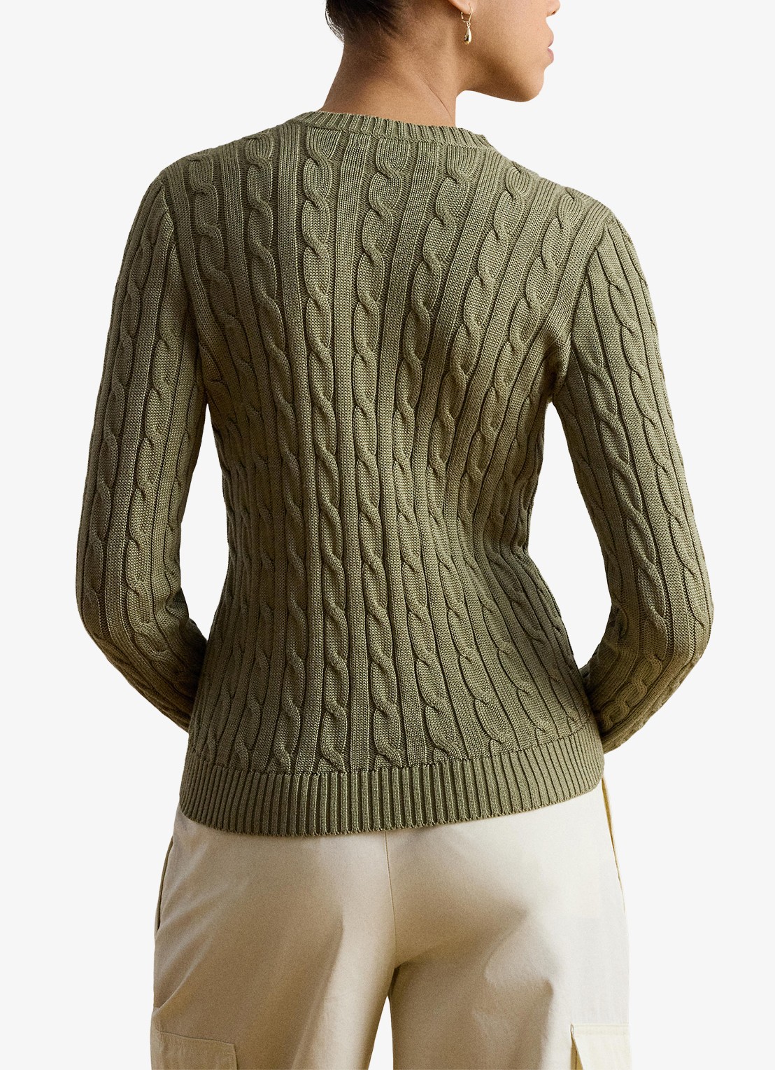 Ralph Lauren Kabelgebreid vest met logoborduring - achterkant 3 light agave / groen