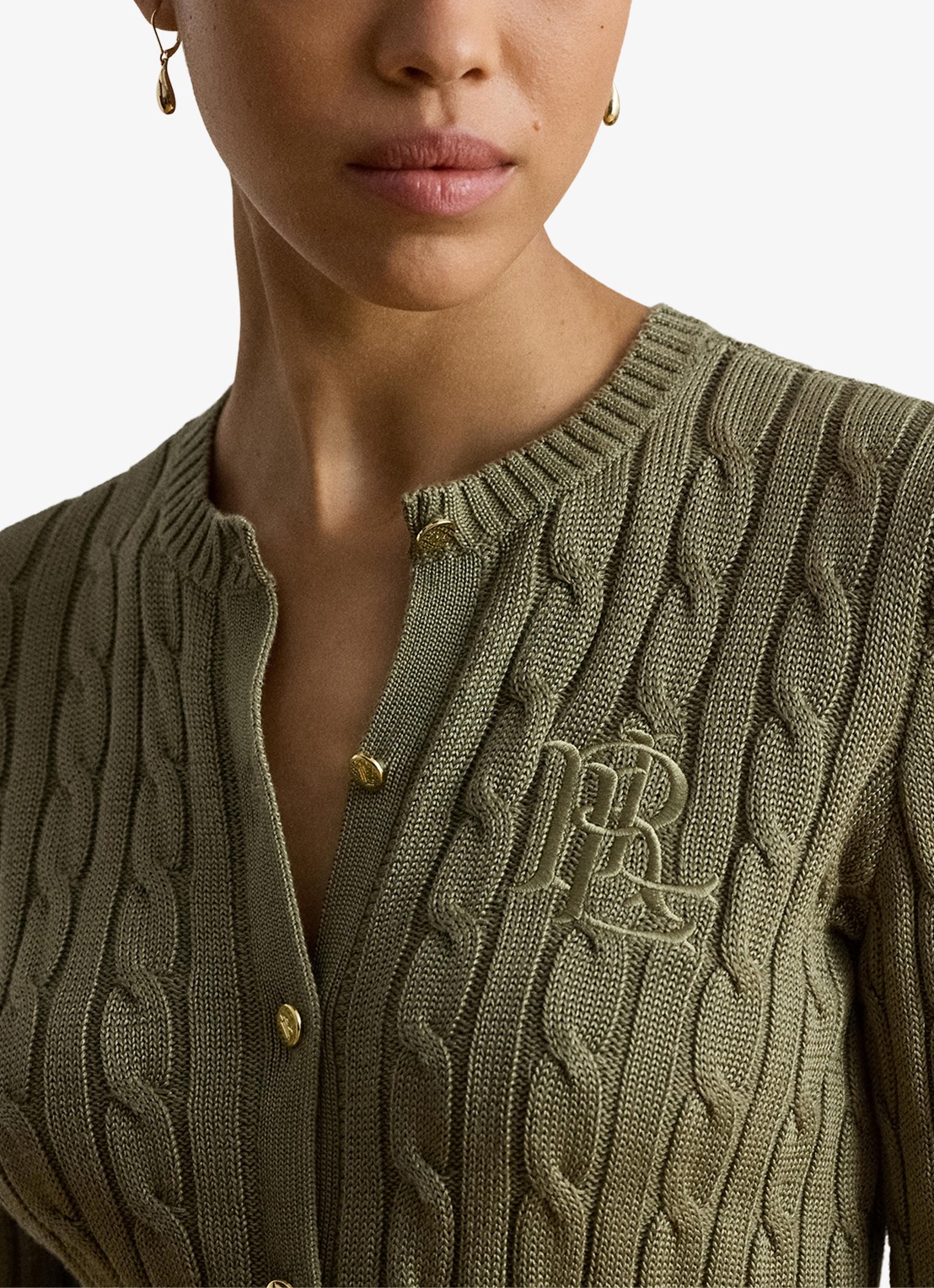 Ralph Lauren Kabelgebreid vest met logoborduring - detail 5 light agave / groen