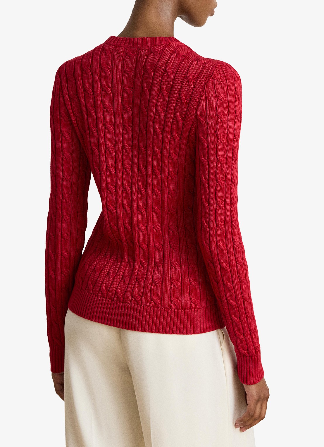 Ralph Lauren Kabelgebreid vest met logoborduring - achterkant 5 ralph red / rood