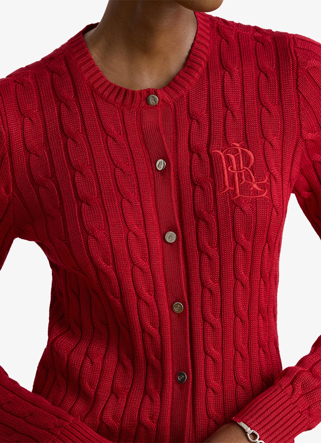 Ralph Lauren Kabelgebreid vest met logoborduring - detail 2 ralph red / rood