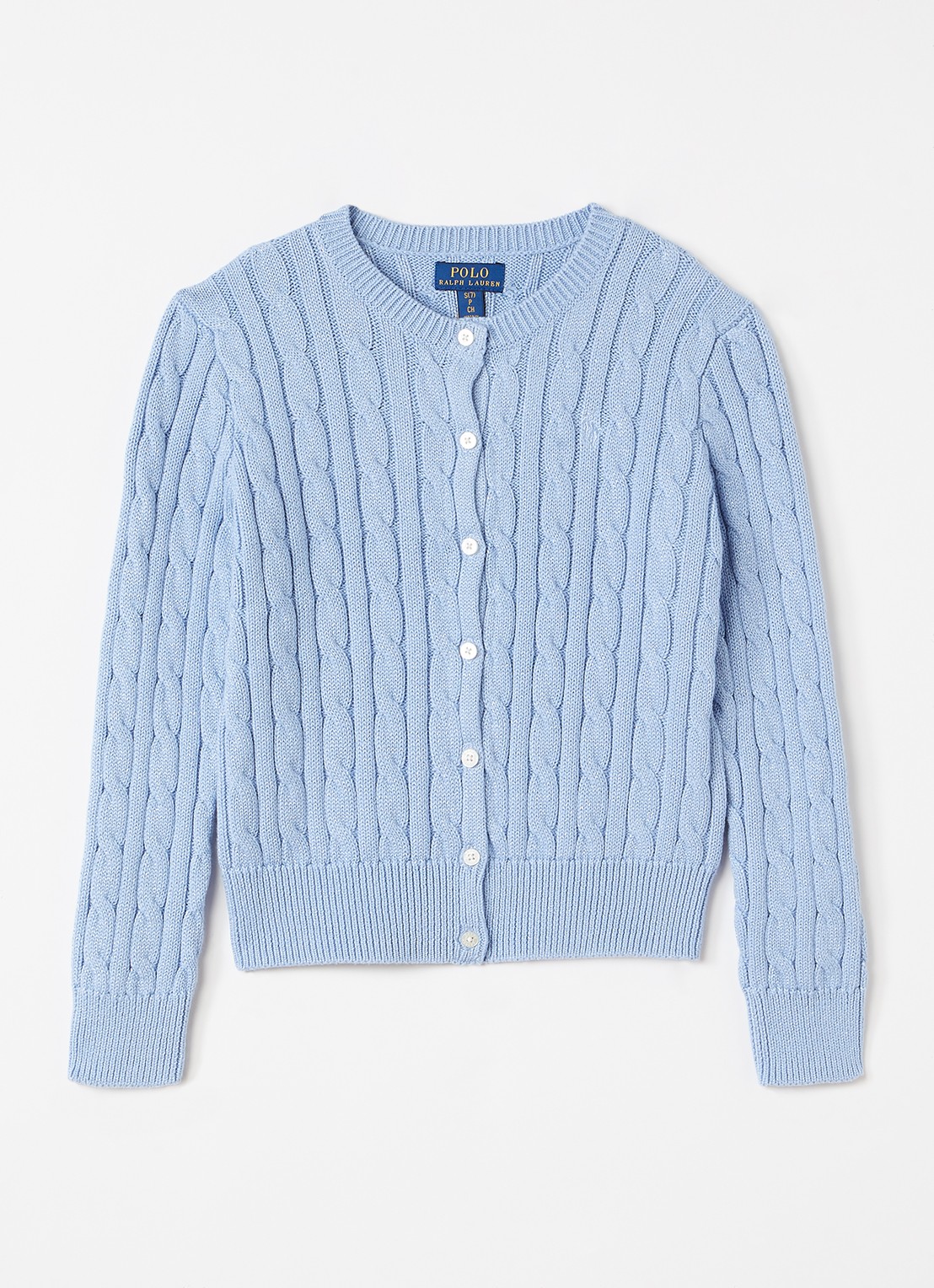 Ralph Lauren Kabelgebreid vest met lurex - voorkant blauw