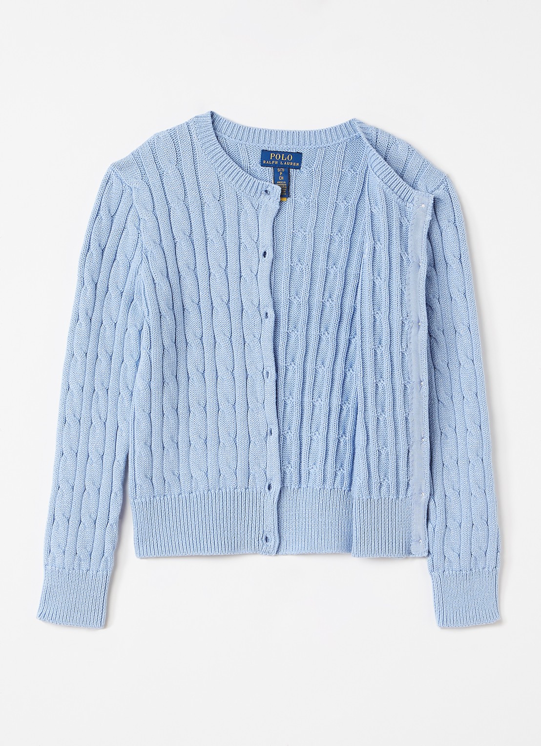 Ralph Lauren Kabelgebreid vest met lurex - voorkant 2 blauw