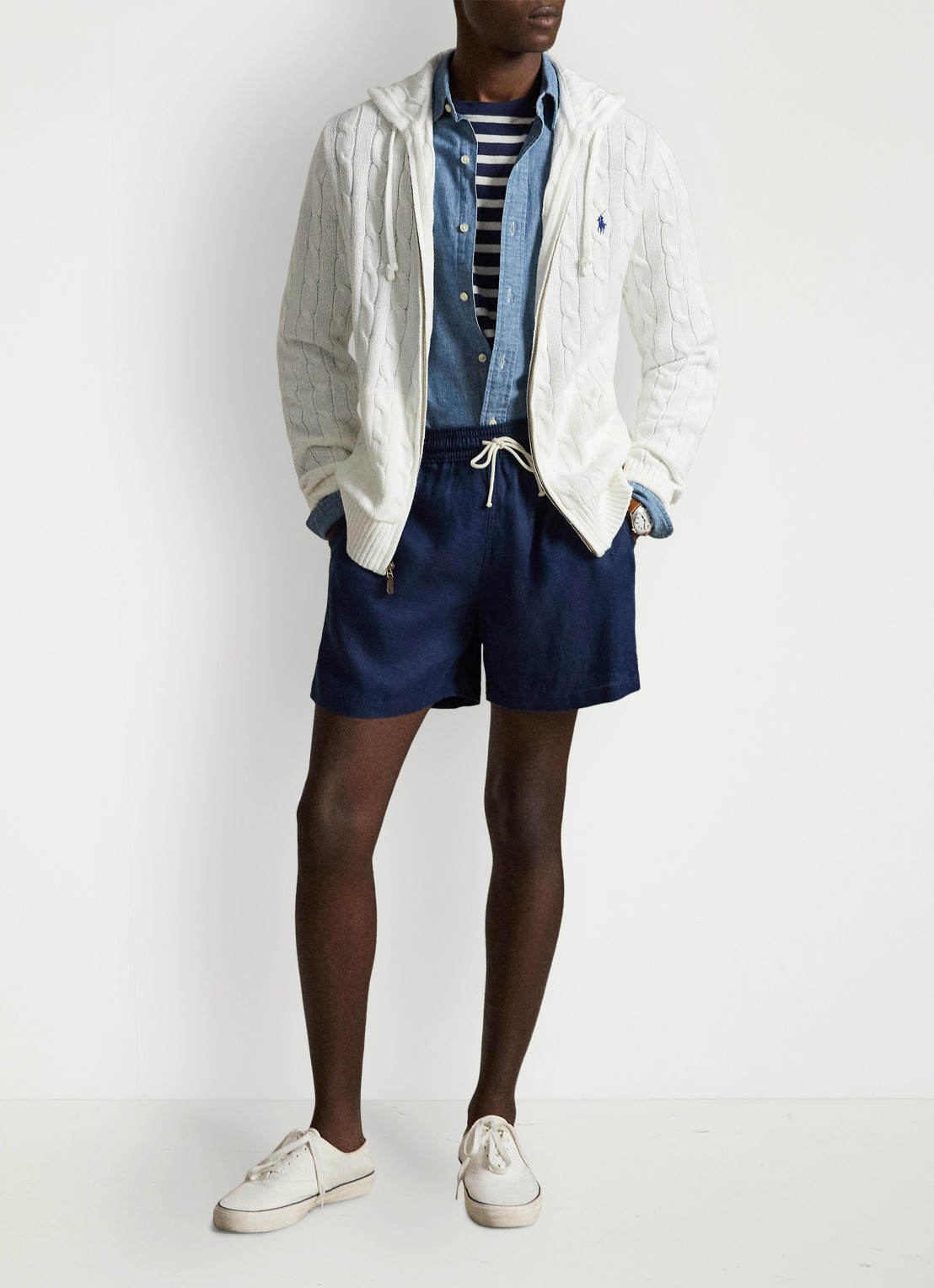Ralph Lauren Kabelgebreid vest met steekzakken en logo - detail 4 white / wit