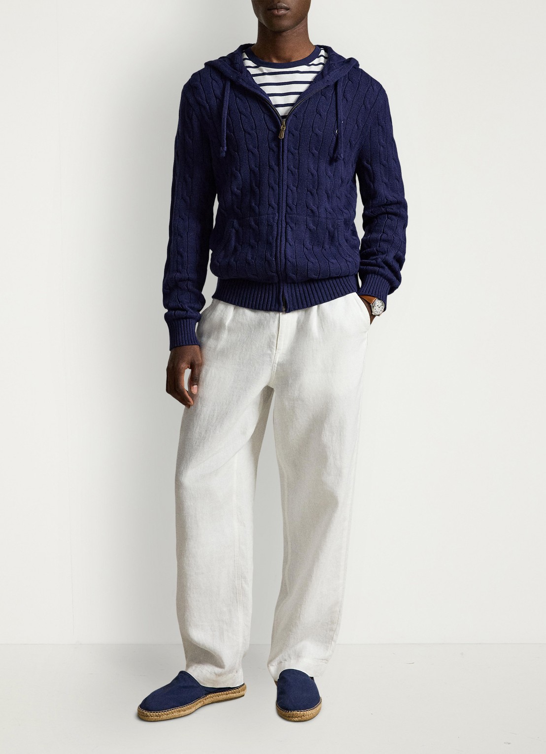 Ralph Lauren Kabelgebreid vest met steekzakken en logo - detail bright navy-2x86