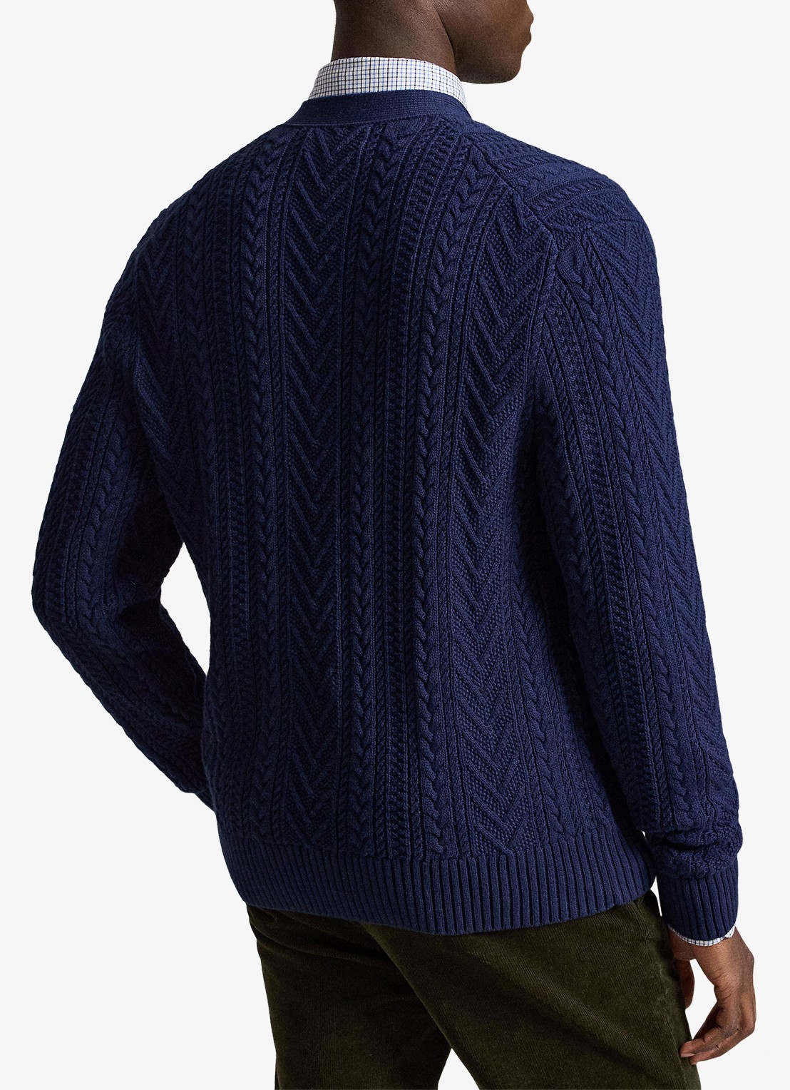 Ralph Lauren Kabelgebreid vest met steekzakken - achterkant navy combo / donkerblauw