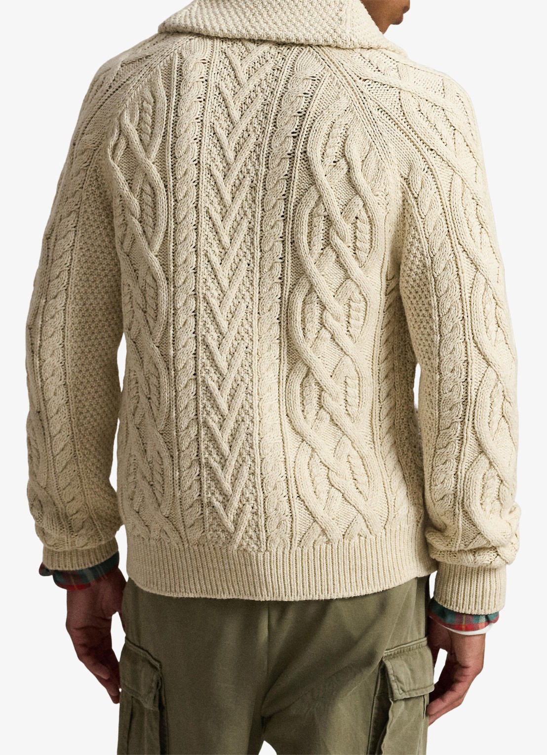 Ralph Lauren Kabelgebreid vest met steekzakken - achterkant 3 oatmeal combo-3pkd / beige