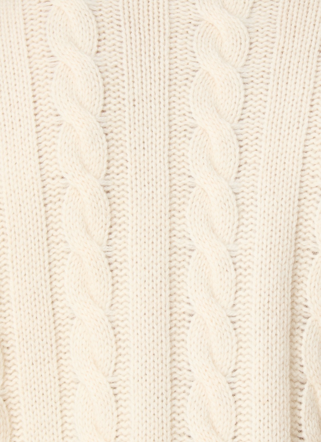 Ralph Lauren Kabelgebreide coltrui in kasjmierblend - detail 4 ivoor