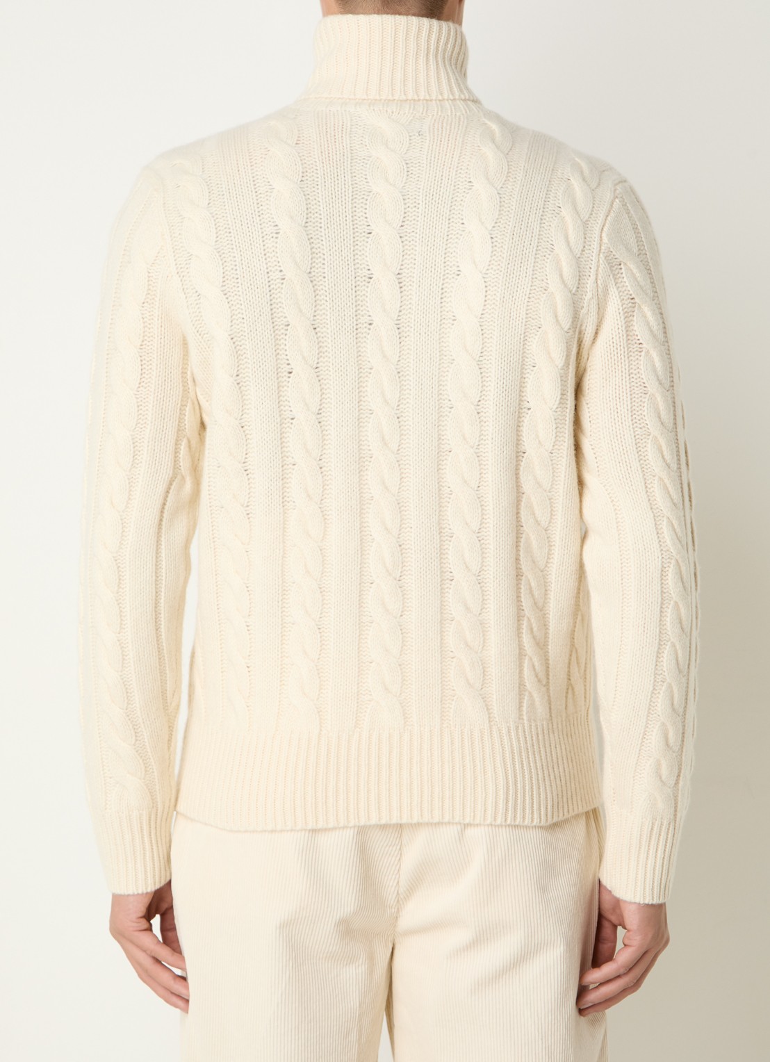 Ralph Lauren Kabelgebreide coltrui in kasjmierblend - achterkant 4 gebroken wit
