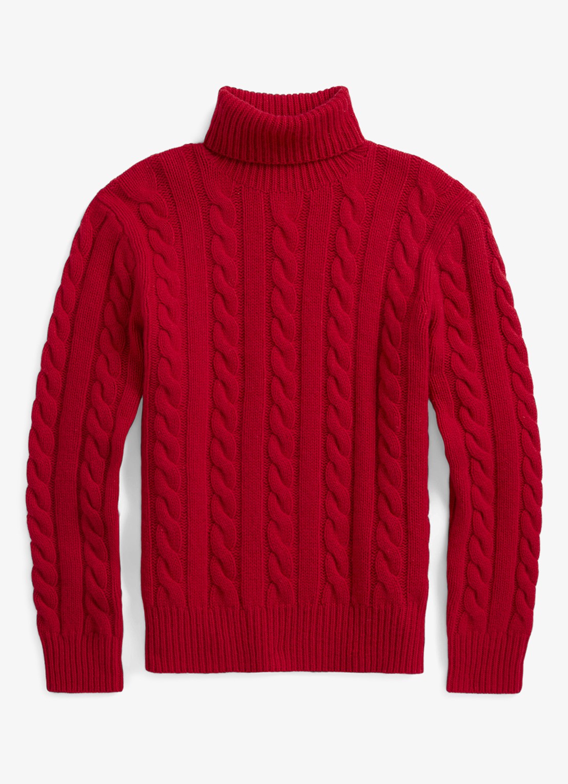 Ralph Lauren Kabelgebreide coltrui in kasjmierblend - voorkant 5 park ave red / rood