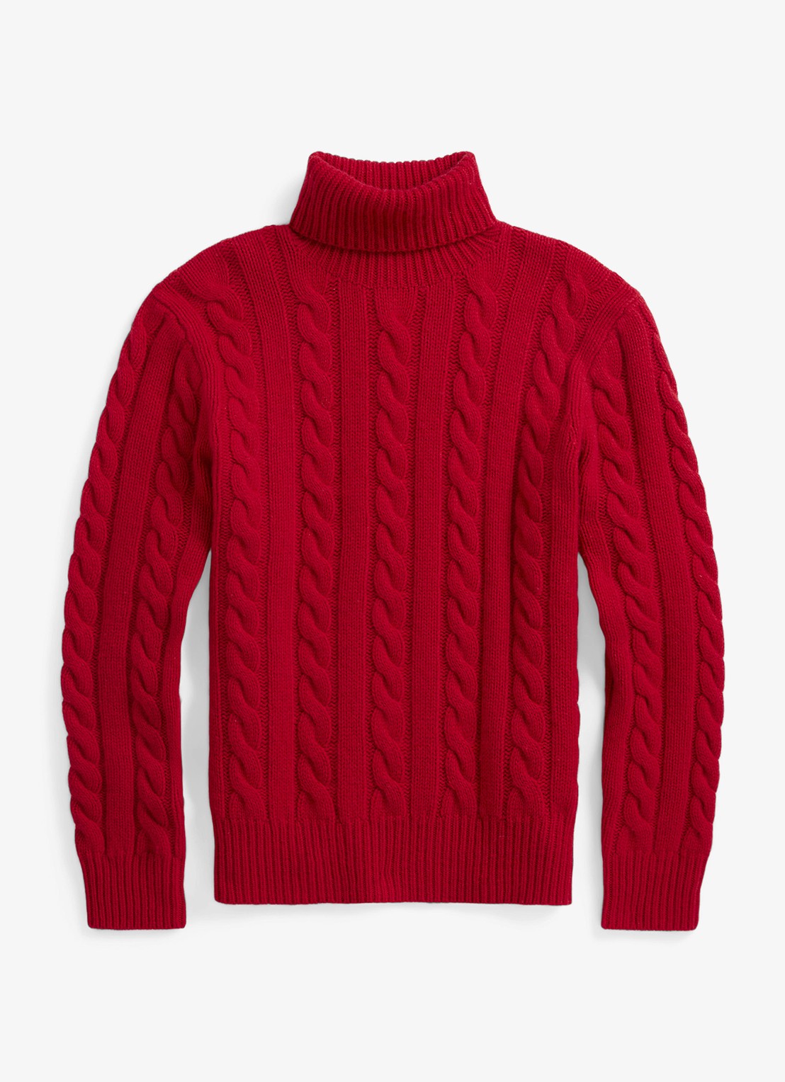 Ralph Lauren Kabelgebreide coltrui in kasjmierblend - voorkant 6 park ave red / rood