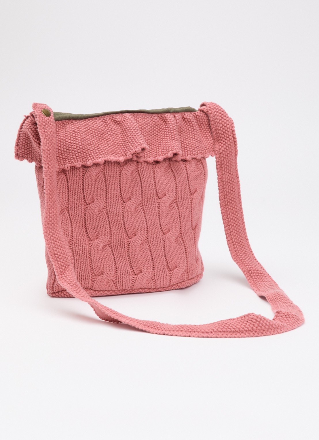 Ralph Lauren Kabelgebreide crossbodytas met logoborduring - achterkant roze