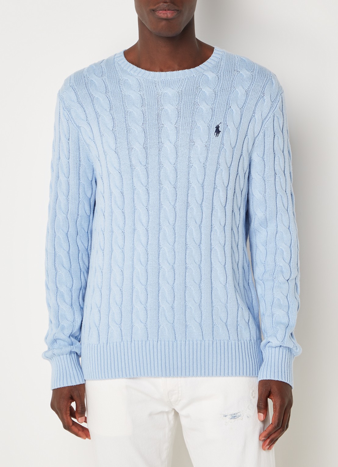 Ralph Lauren Kabelgebreide katoenen trui - detail 4 bleubell-2xvo