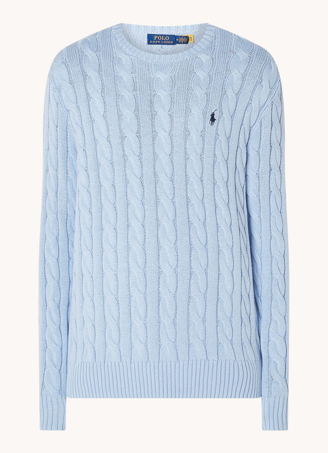 Ralph Lauren Kabelgebreide katoenen trui - voorkant bleubell-2xvo