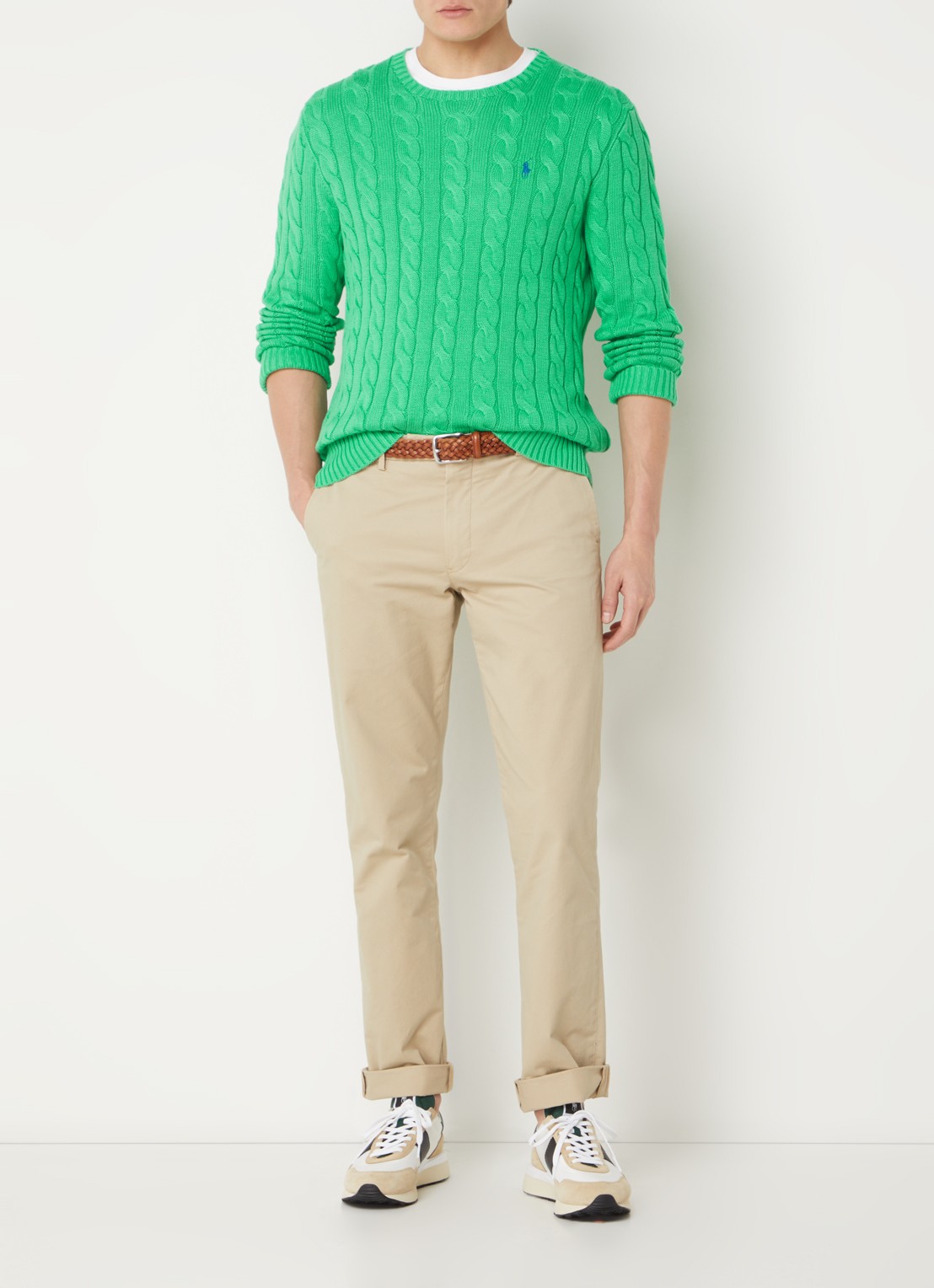 Ralph Lauren Kabelgebreide katoenen trui - voorkant 5 classic kelly-2yzd