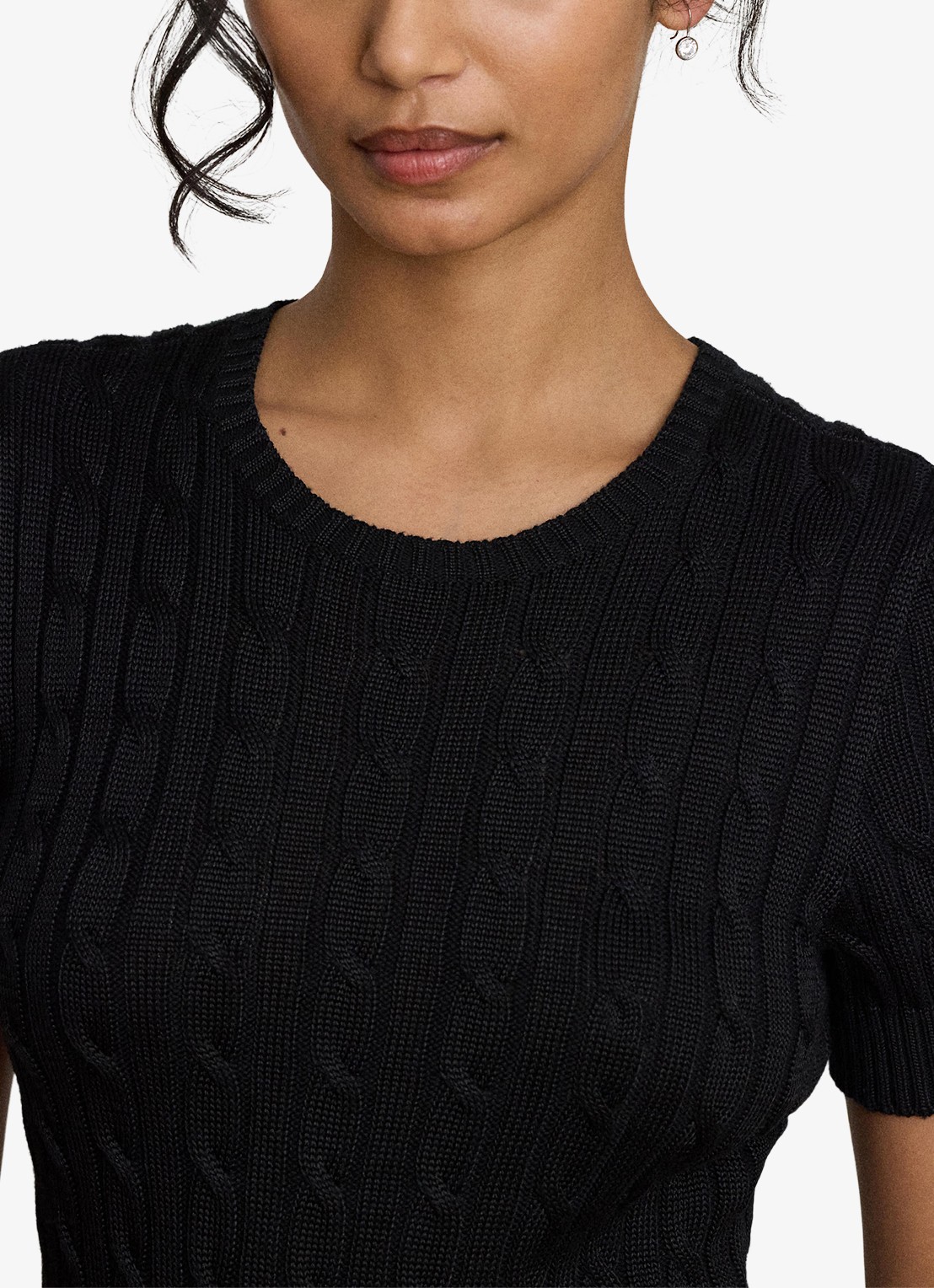 Ralph Lauren Kabelgebreide mini jurk met ronde hals - detail 2 zwart