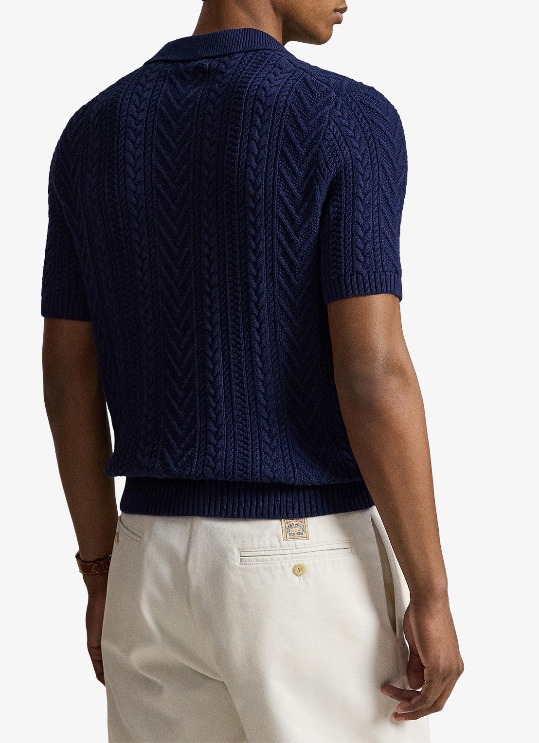 Ralph Lauren Kabelgebreide polo - achterkant newport navy / donkerblauw