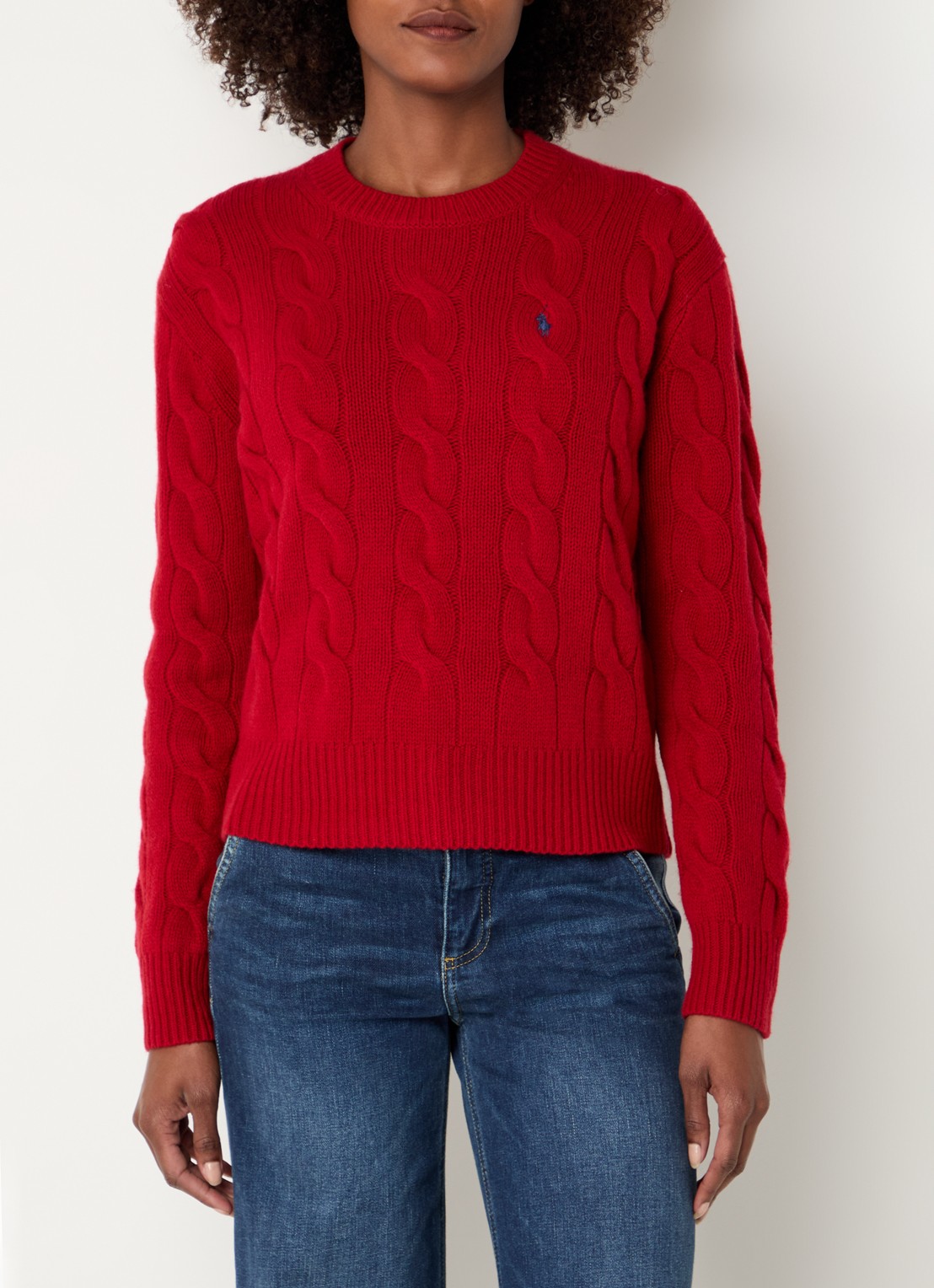 Ralph Lauren Kabelgebreide pullover in kasjmierblend met logoborduring - detail 4 rood