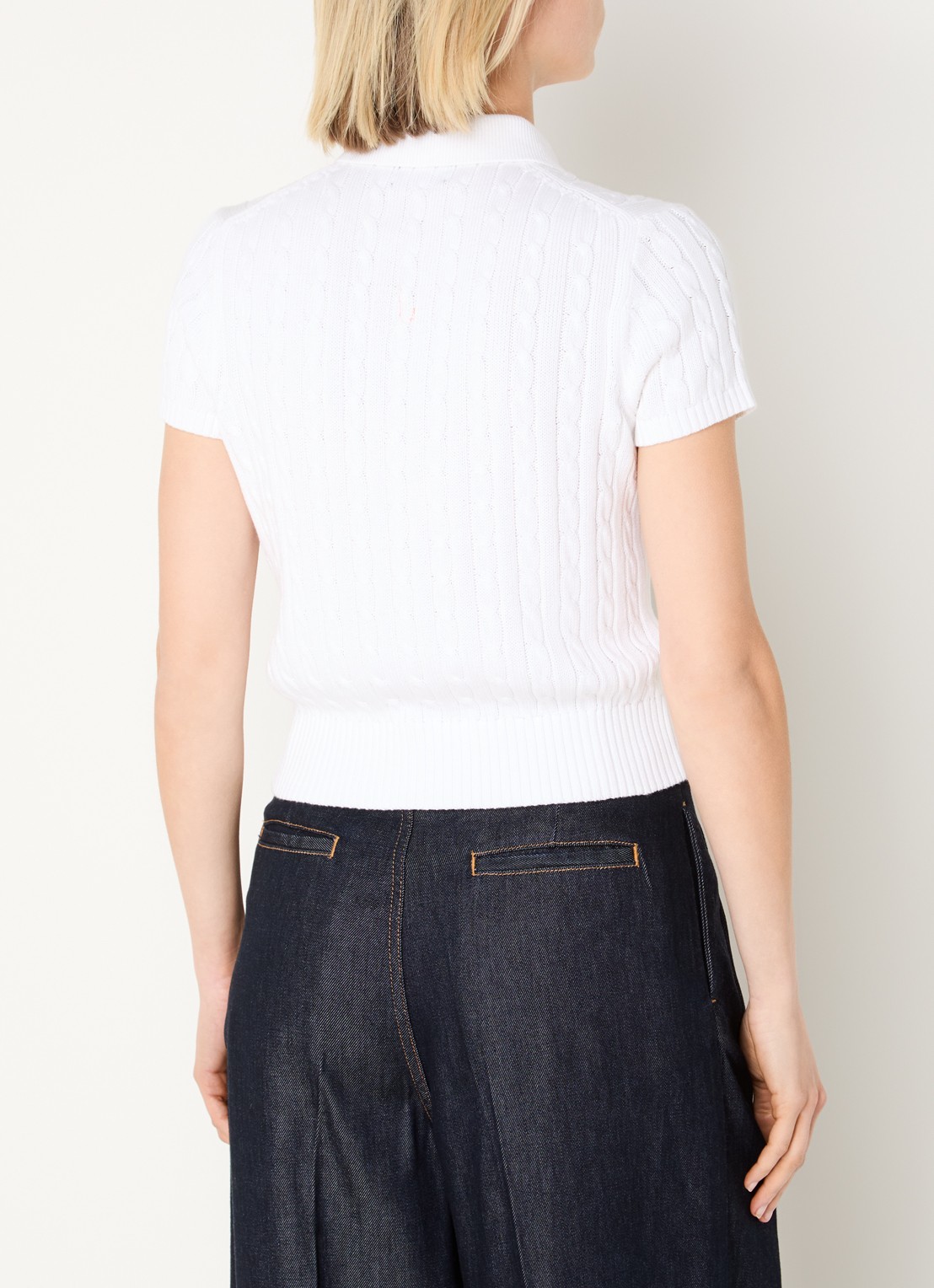 Ralph Lauren Kabelgebreide pullover met logo - achterkant wit