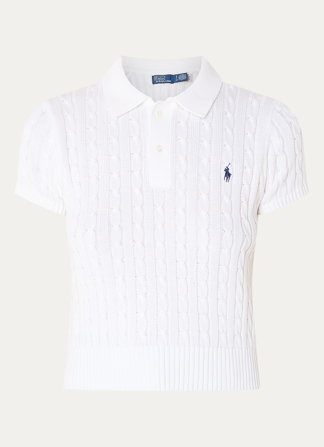 Ralph Lauren Kabelgebreide pullover met logo - voorkant 2 wit