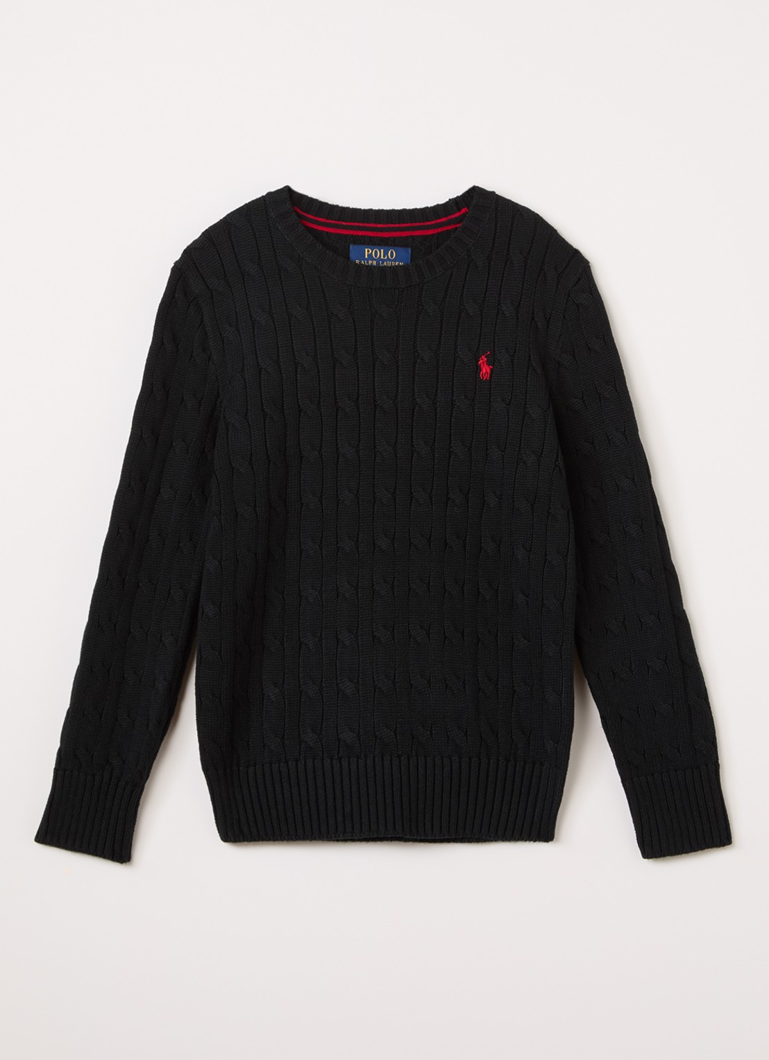 Ralph Lauren Kabelgebreide pullover met logoborduring - voorkant zwart