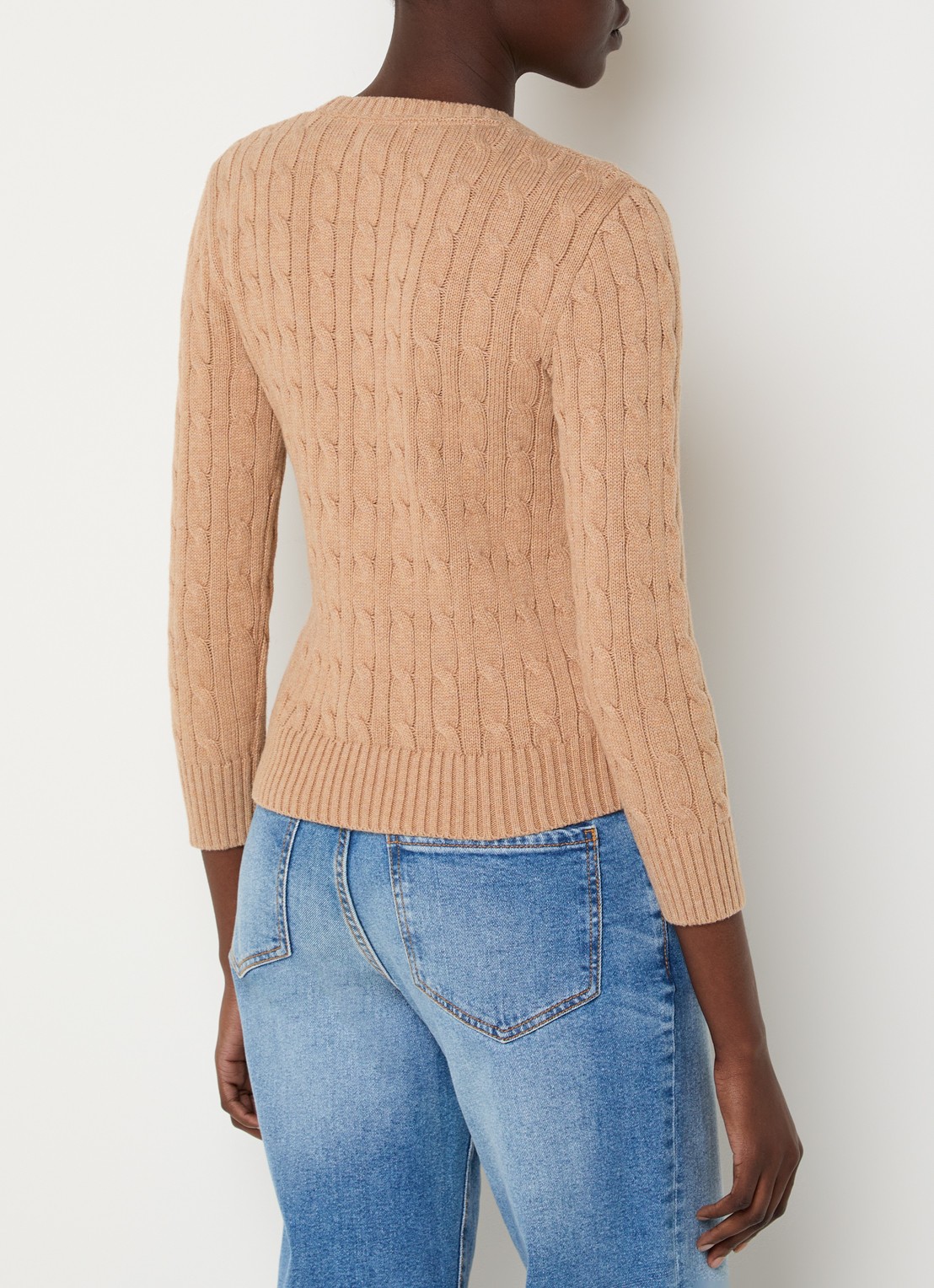 Ralph Lauren Kabelgebreide pullover met logoborduring - achterkant 2 lichtbruin