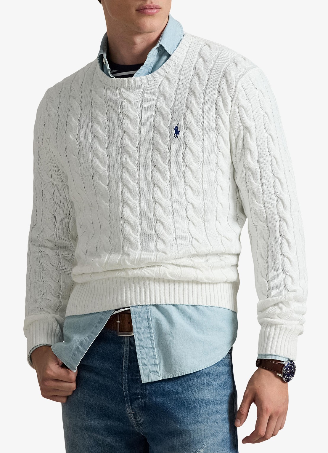 Ralph Lauren Kabelgebreide pullover met logoborduring - detail 4 white-2wcf