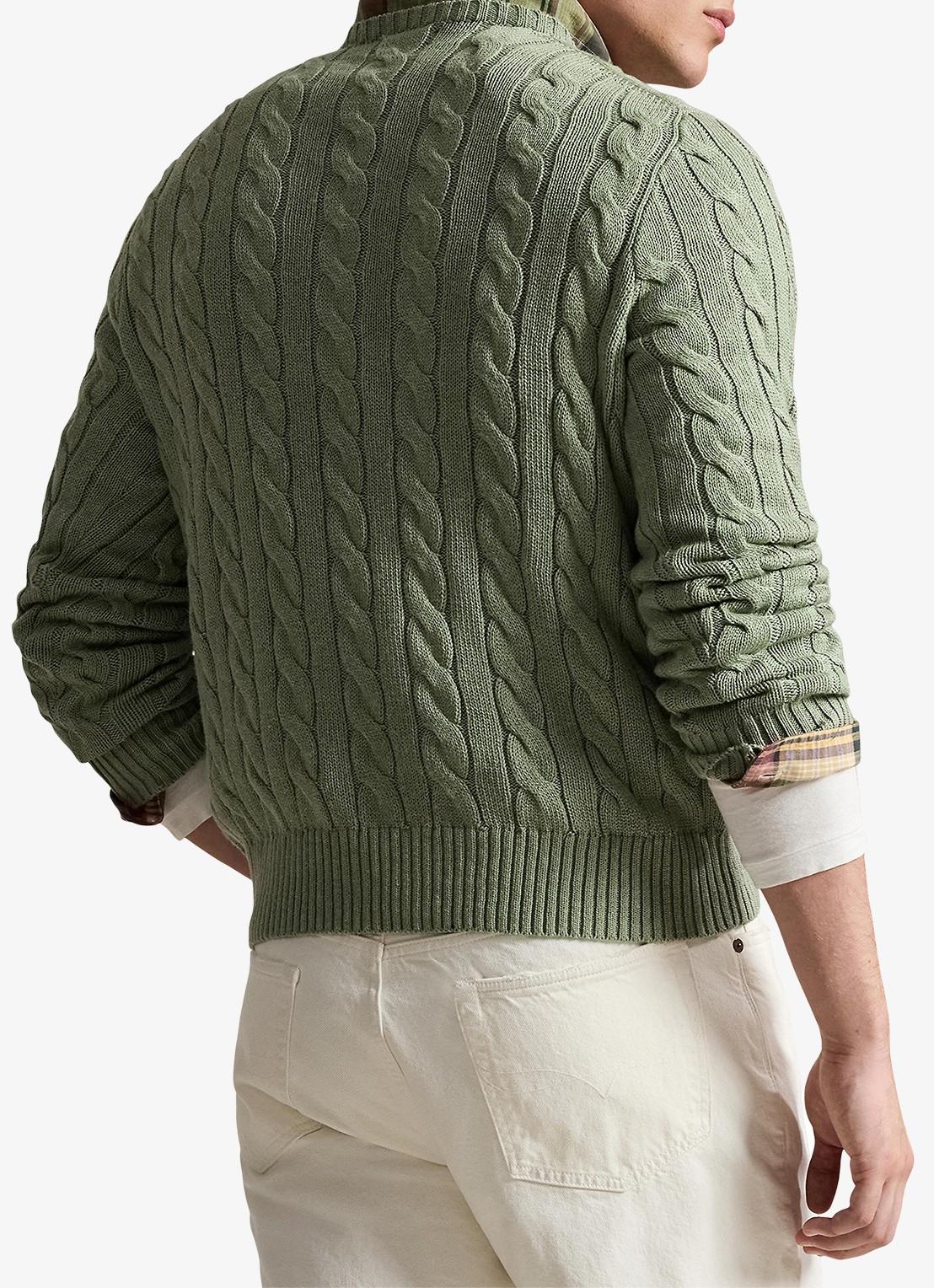 Ralph Lauren Kabelgebreide pullover met logoborduring - achterkant 3 fern green heather-267s