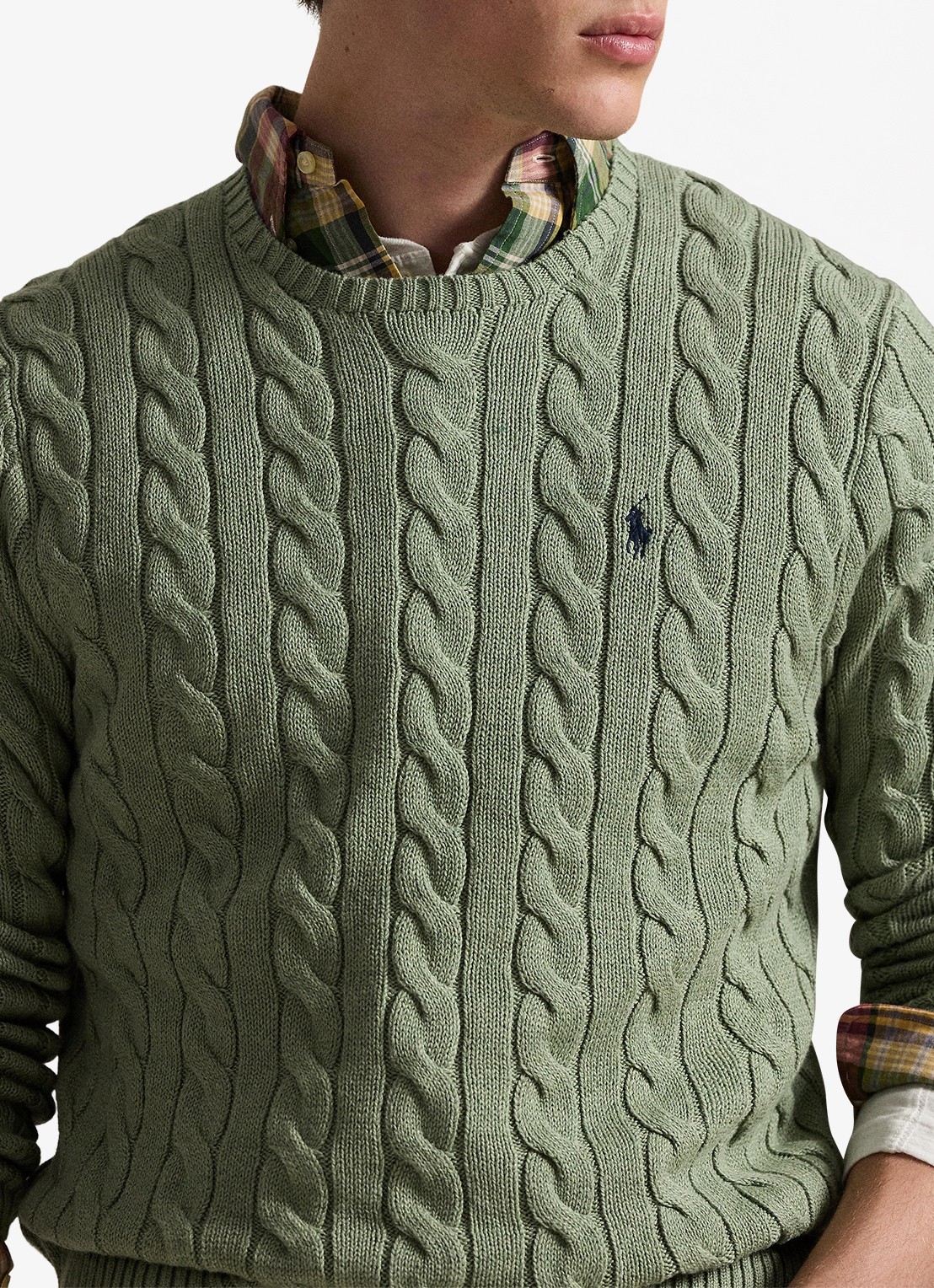 Ralph Lauren Kabelgebreide pullover met logoborduring - detail 5 fern green heather-267s