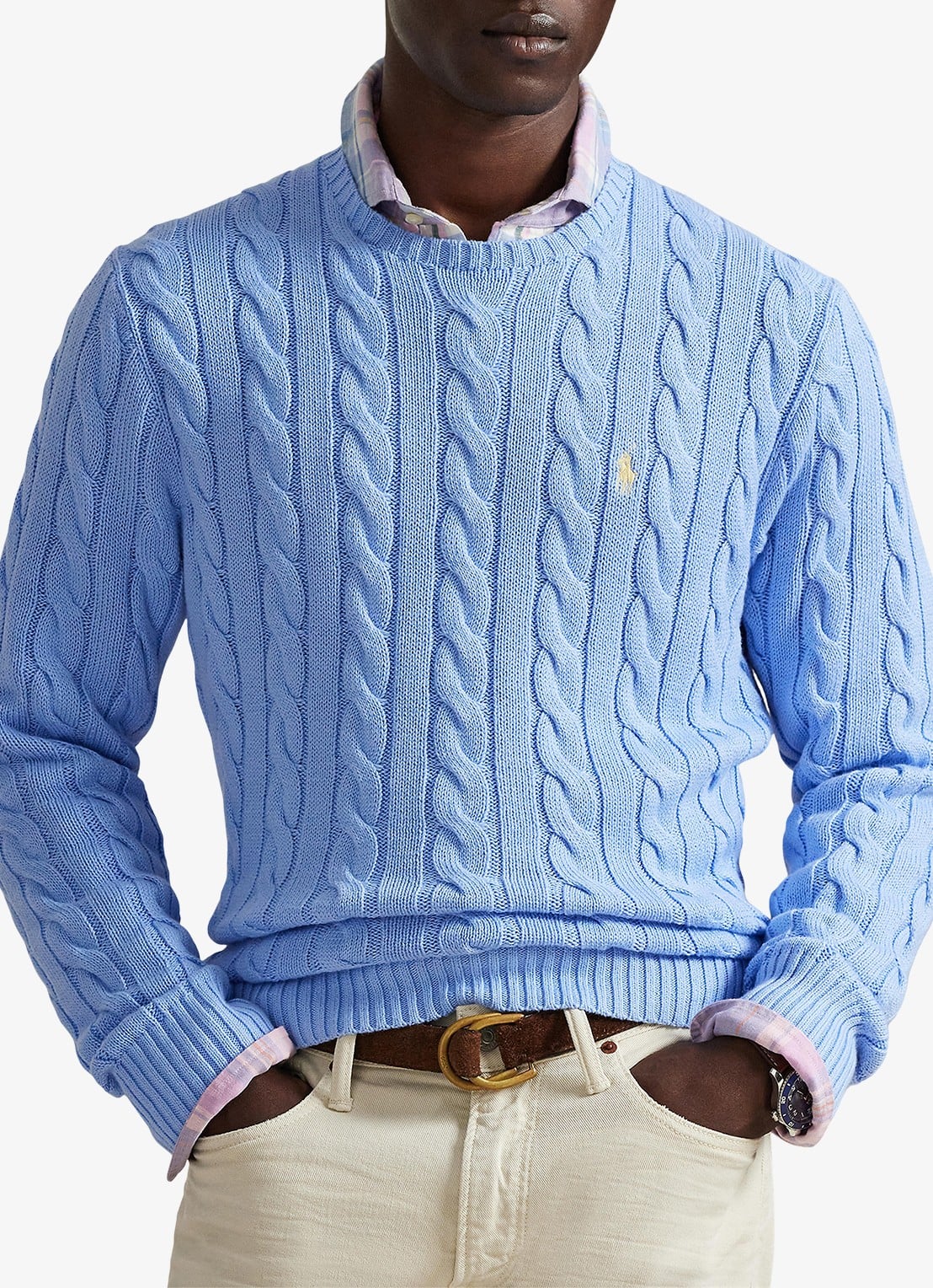 Ralph Lauren Kabelgebreide pullover met logoborduring - detail 4 austin blue-2yh1