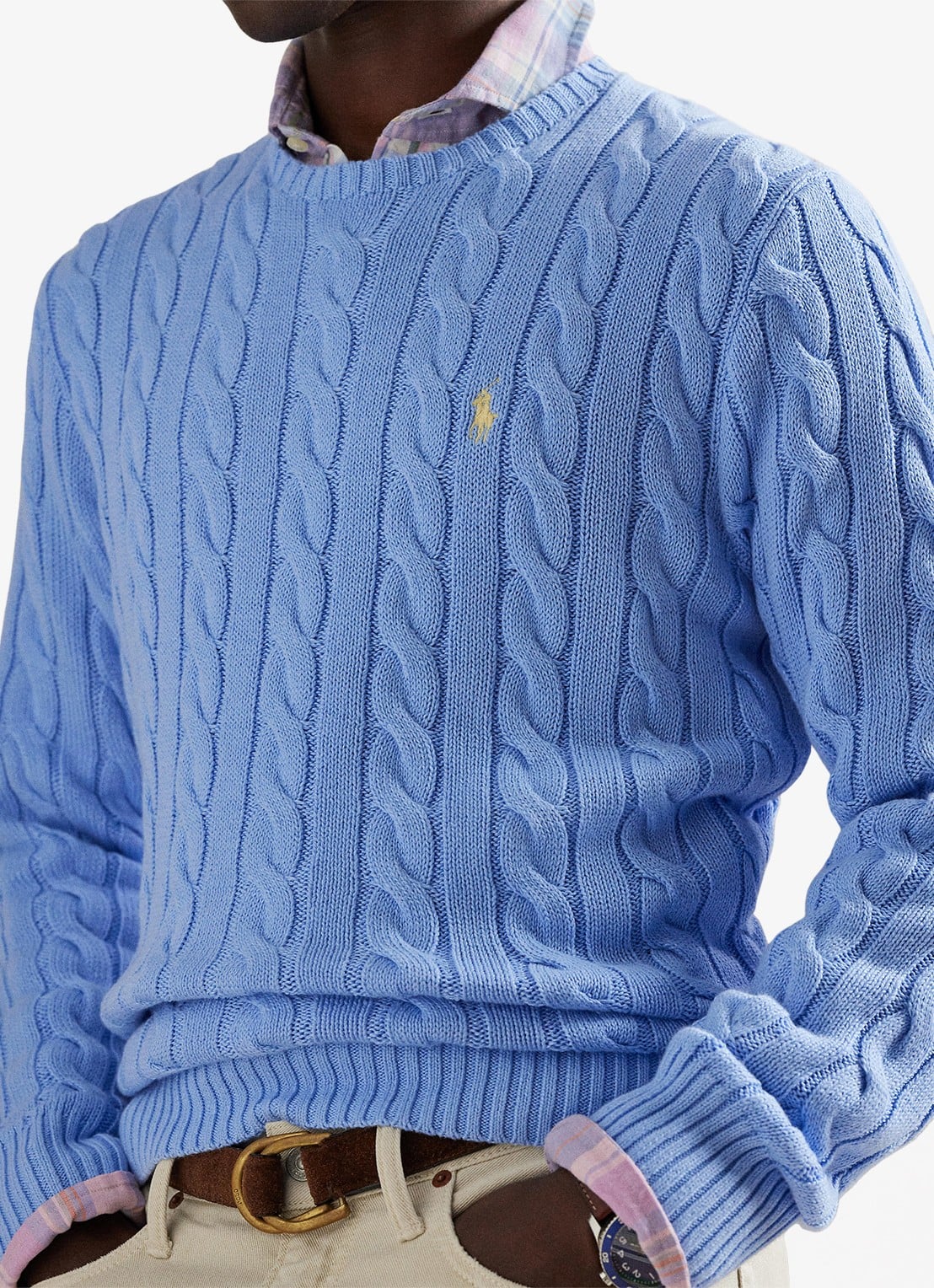 Ralph Lauren Kabelgebreide pullover met logoborduring - detail 5 austin blue-2yh1