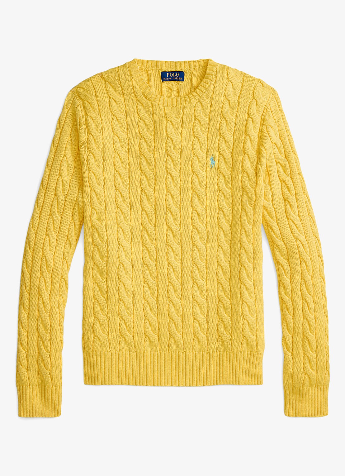 Ralph Lauren Kabelgebreide pullover met logoborduring - voorkant 3 sunfish yellow-33f4